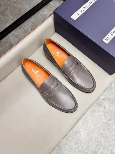 J.M.WESTON Grey calfskin Leather Shoes-J.M.WESTON Man Business Leather Shoes